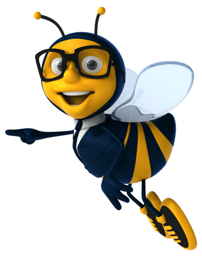 Bee pointing to title
